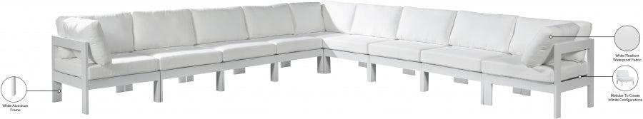 Nizuc White Outdoor Patio Aluminum Modular Sectional from Meridian - Luna Furniture