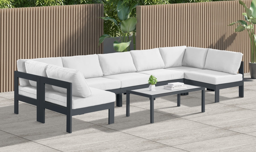 Nizuc White Outdoor Patio Aluminum Modular Sectional from Meridian - Luna Furniture