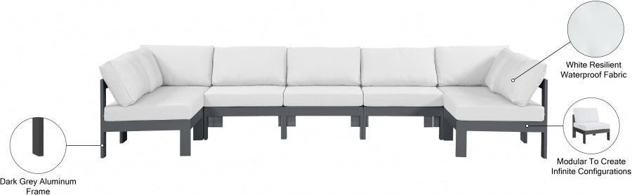 Nizuc White Outdoor Patio Aluminum Modular Sectional from Meridian - Luna Furniture