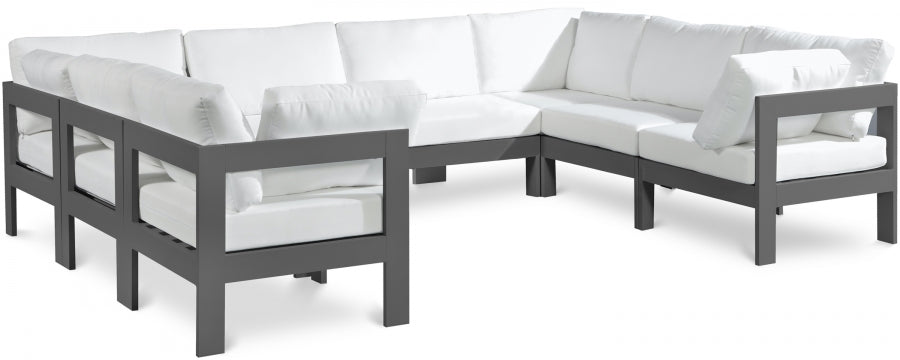 Nizuc White Outdoor Patio Aluminum Modular Sectional from Meridian - Luna Furniture