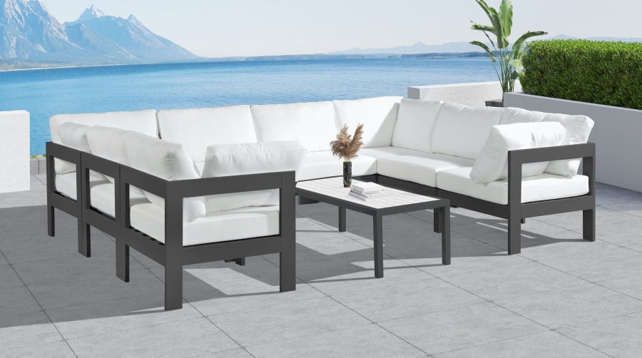 Nizuc White Outdoor Patio Aluminum Modular Sectional from Meridian - Luna Furniture