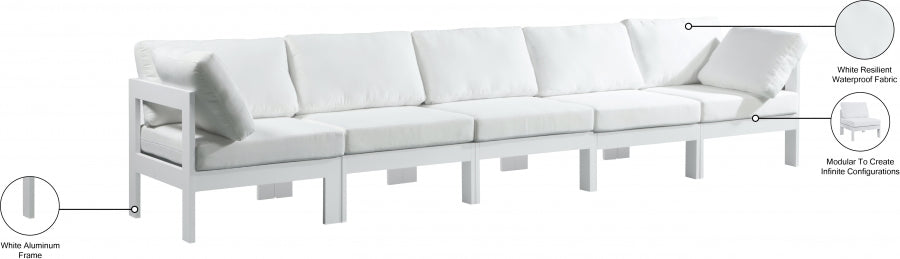 Nizuc White Outdoor Patio Aluminum Modular Sofa from Meridian - Luna Furniture