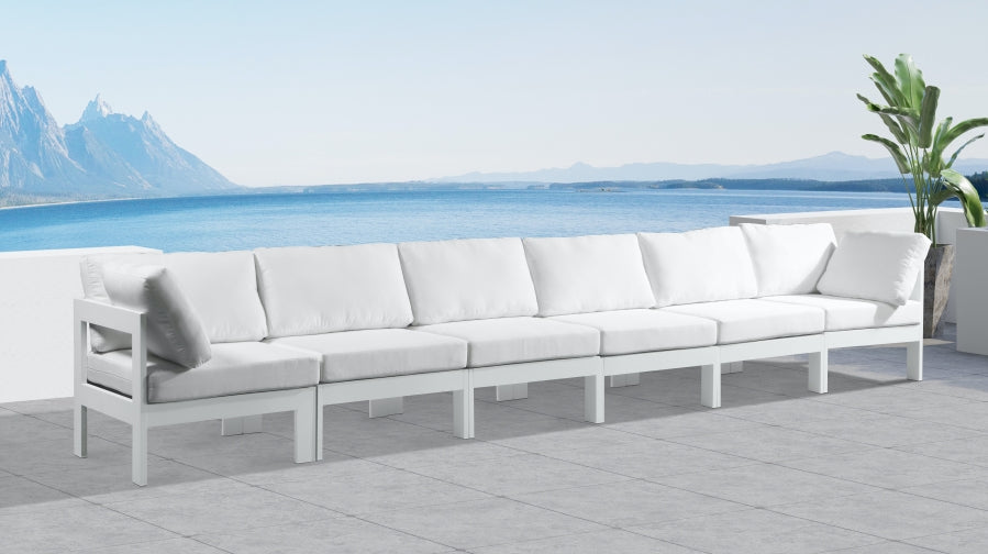 Nizuc White Outdoor Patio Aluminum Modular Sofa from Meridian - Luna Furniture