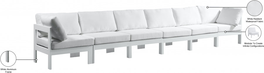 Nizuc White Outdoor Patio Aluminum Modular Sofa from Meridian - Luna Furniture