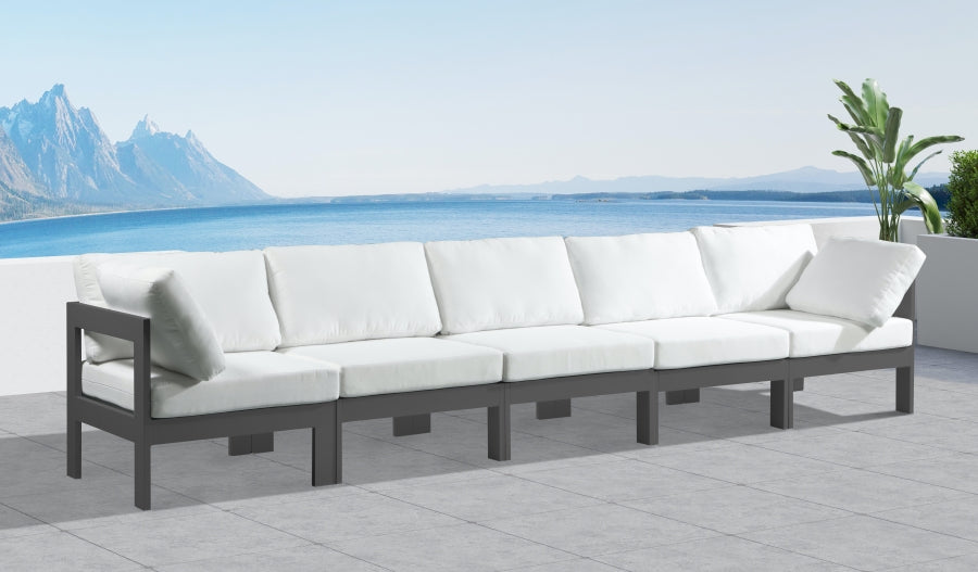 Nizuc White Outdoor Patio Aluminum Modular Sofa from Meridian - Luna Furniture