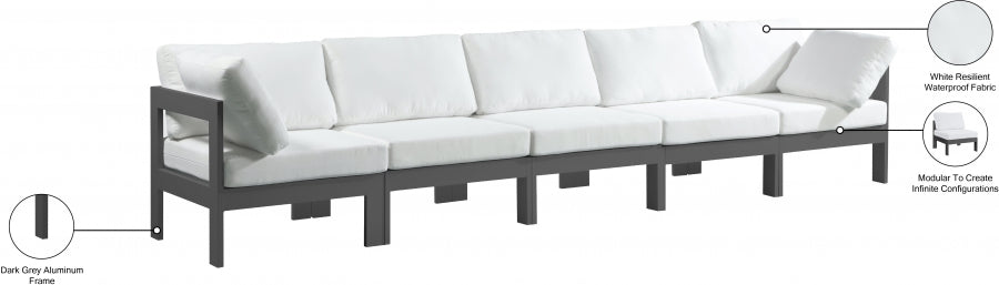 Nizuc White Outdoor Patio Aluminum Modular Sofa from Meridian - Luna Furniture