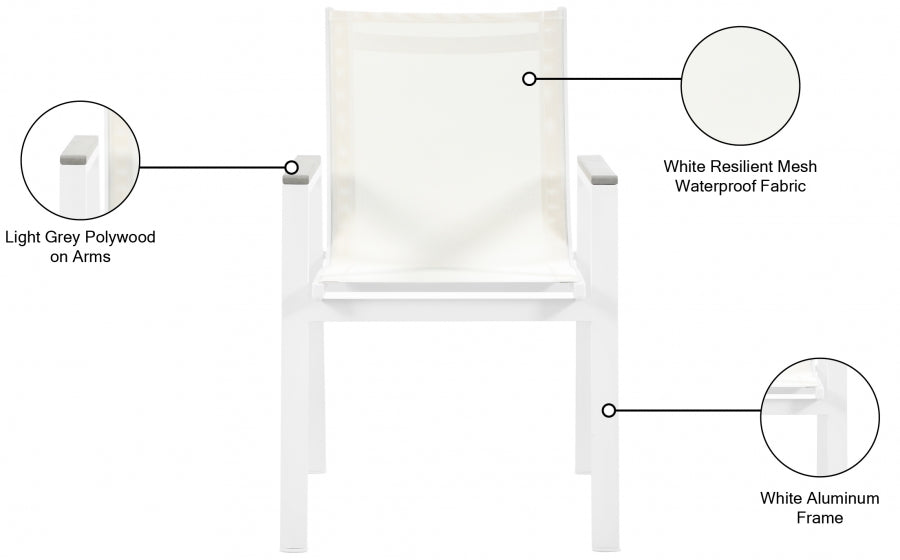 Nizuc White Outdoor Patio Dining Chair, Set of 2 from Meridian - Luna Furniture