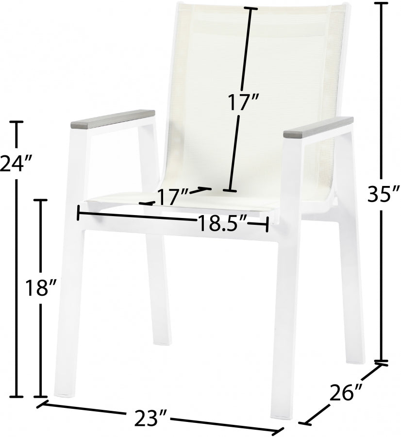 Nizuc White Outdoor Patio Dining Chair, Set of 2 from Meridian - Luna Furniture