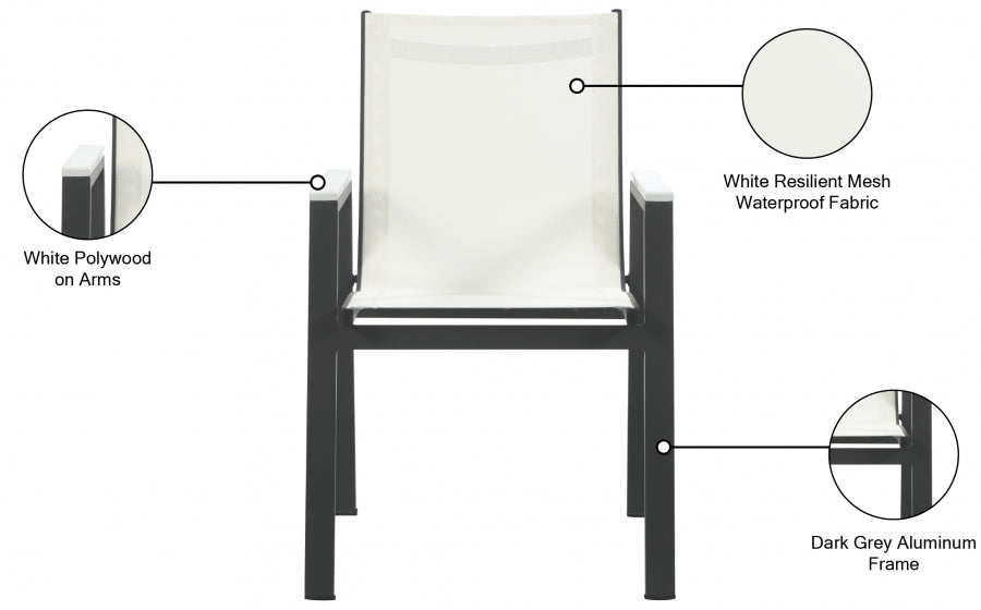 Nizuc White Outdoor Patio Dining Chair, Set of 2 from Meridian - Luna Furniture