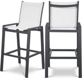 Nizuc White Outdoor Patio Mesh BarStool, Set of 2 from Meridian - Luna Furniture