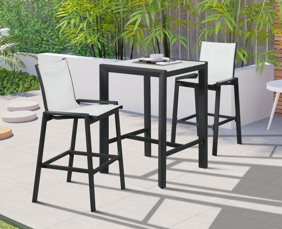 Nizuc White Outdoor Patio Mesh BarStool, Set of 2 from Meridian - Luna Furniture