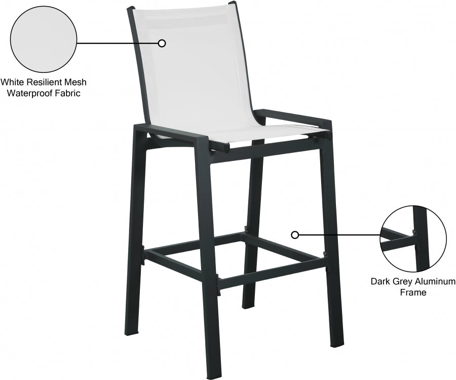 Nizuc White Outdoor Patio Mesh BarStool, Set of 2 from Meridian - Luna Furniture