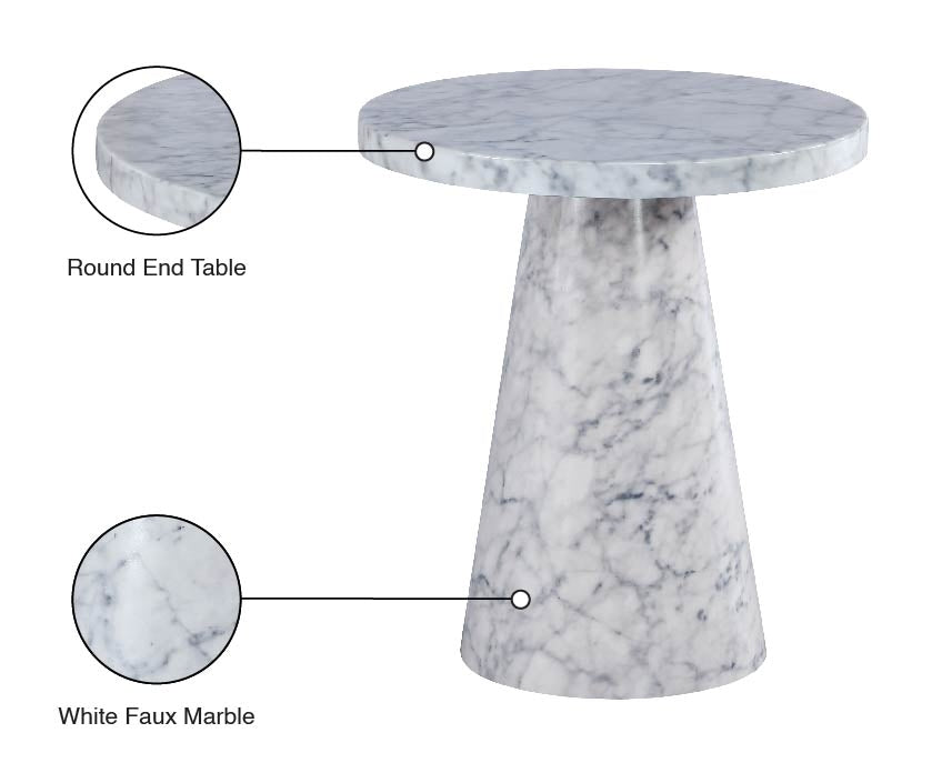 Omni White 20" End Table from Meridian - Luna Furniture