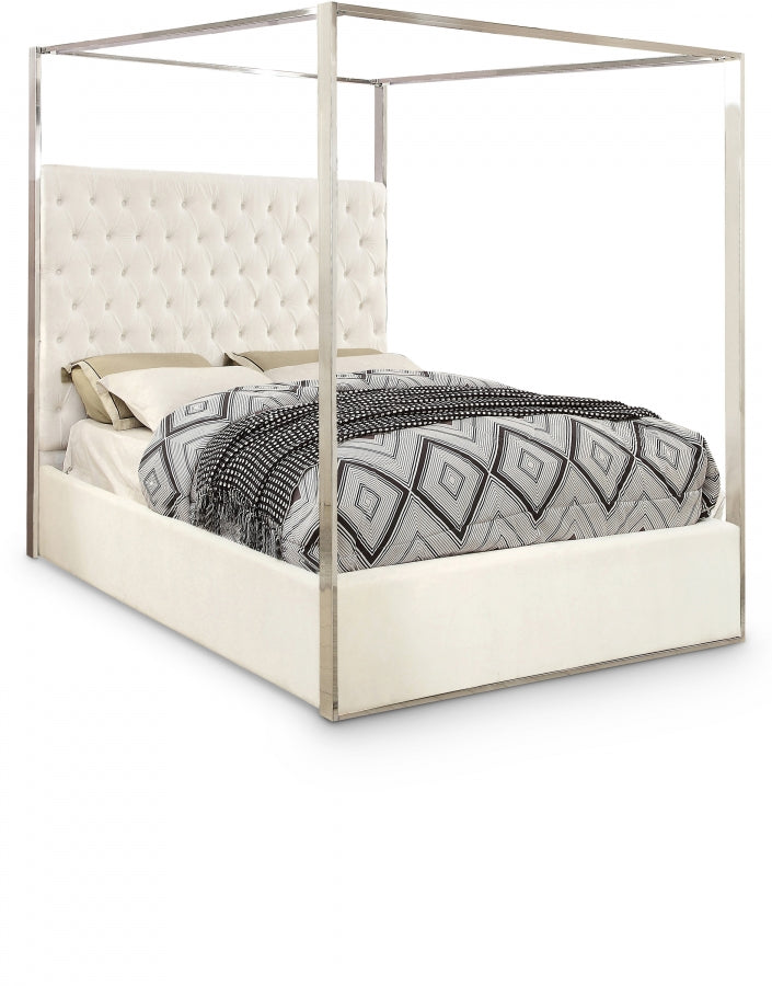 Porter White Velvet King Bed from Meridian - Luna Furniture