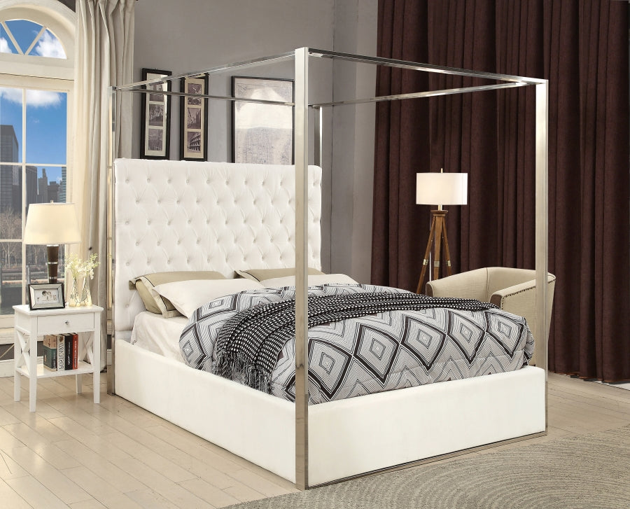 Porter White Velvet King Bed from Meridian - Luna Furniture