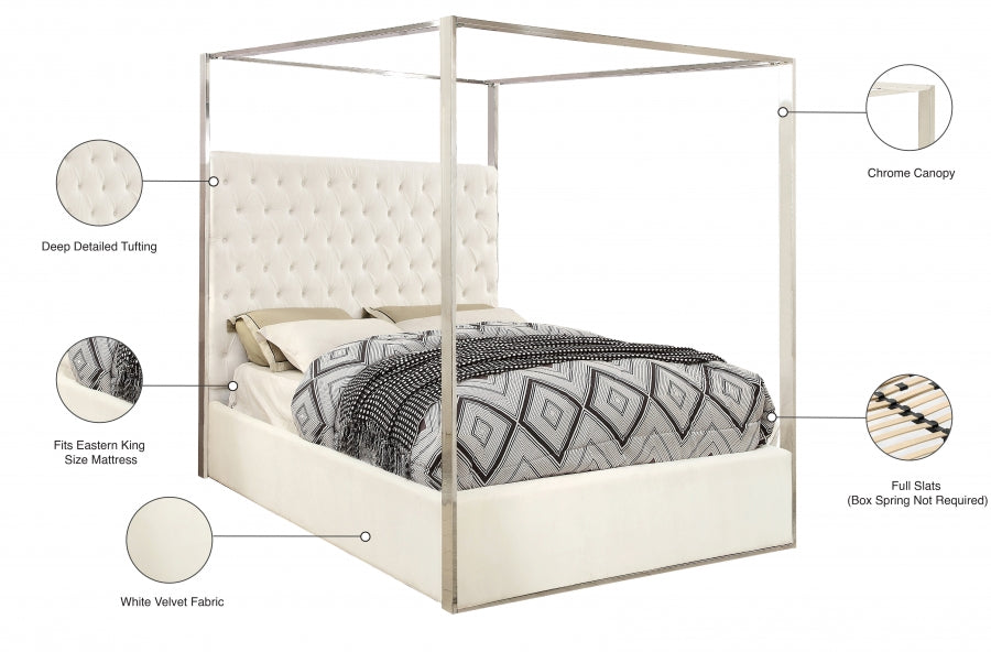 Porter White Velvet King Bed from Meridian - Luna Furniture