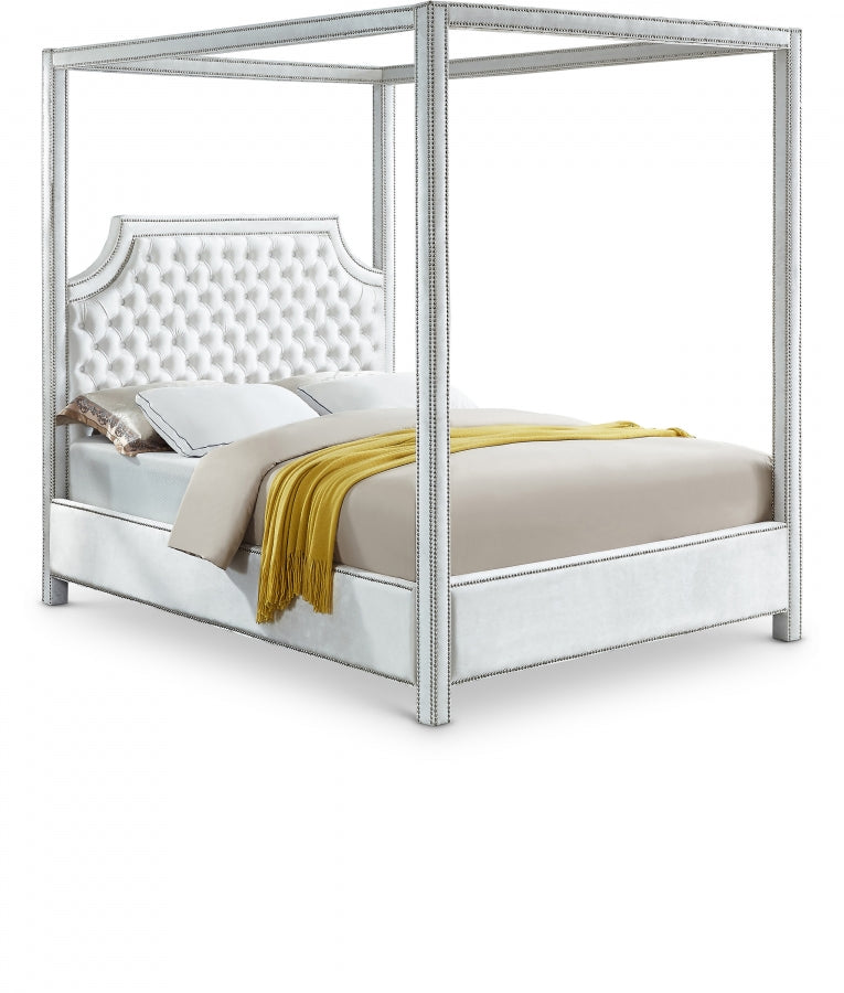 Rowan White Velvet Queen Bed from Meridian - Luna Furniture