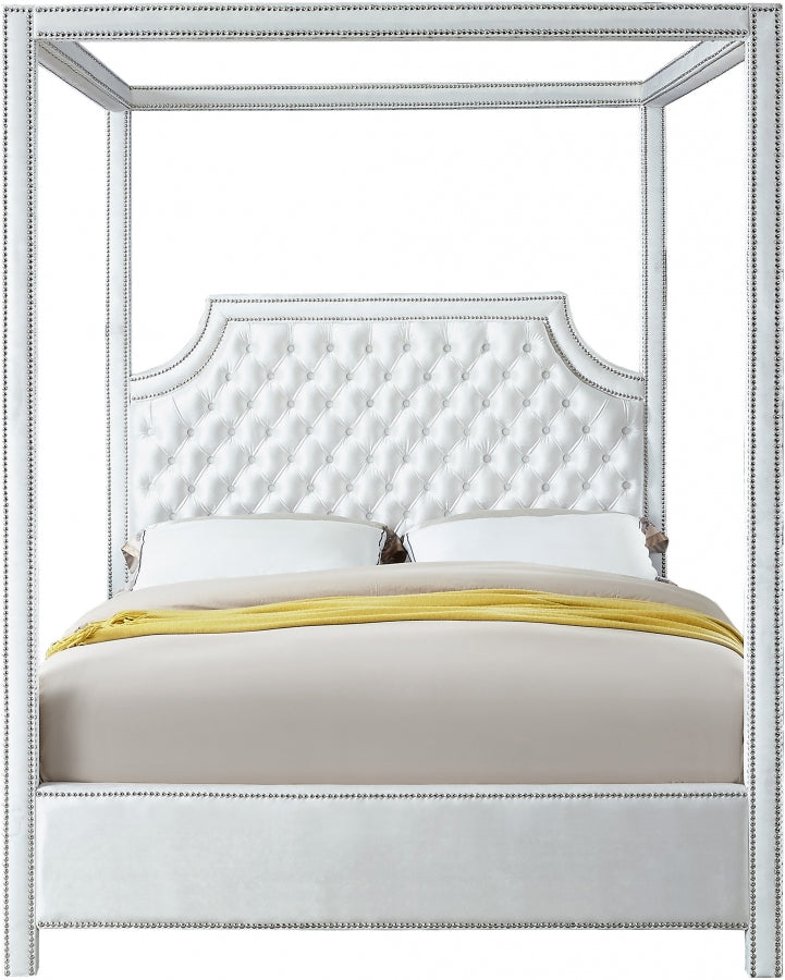 Rowan White Velvet Queen Bed from Meridian - Luna Furniture