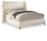 Soho White White Bonded Leather Queen Bed from Meridian - Luna Furniture