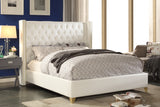 Soho White White Bonded Leather Queen Bed from Meridian - Luna Furniture