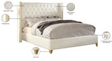 Soho White White Bonded Leather Queen Bed from Meridian - Luna Furniture