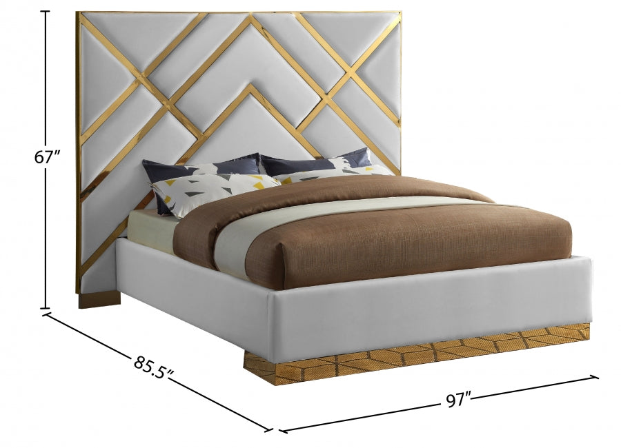 Vector White Faux Leather King Bed from Meridian - Luna Furniture