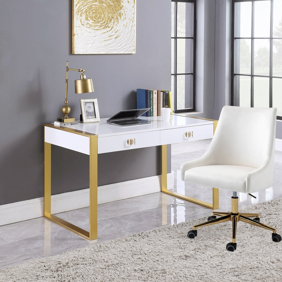 Victoria White Desk | Console Table from Meridian - Luna Furniture