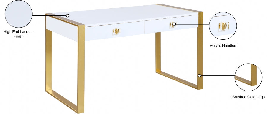 Victoria White Desk | Console Table from Meridian - Luna Furniture