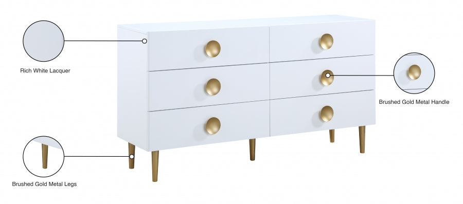 Zayne White Dresser from Meridian - Luna Furniture