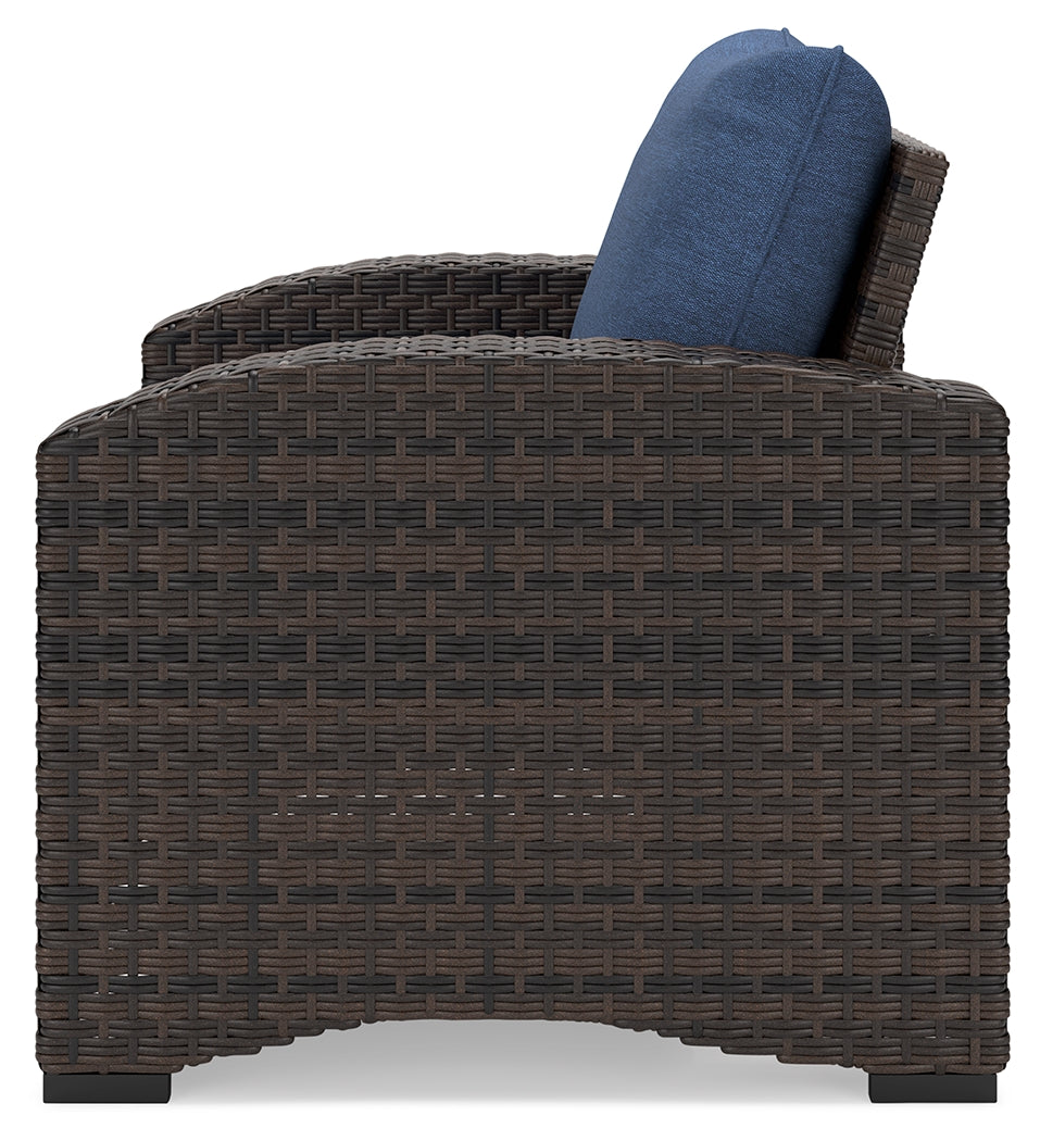 Windglow Blue/Brown Outdoor Lounge Chair with Cushion from Ashley - Luna Furniture