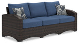 Windglow Blue/Brown Outdoor Sofa with Cushion from Ashley - Luna Furniture