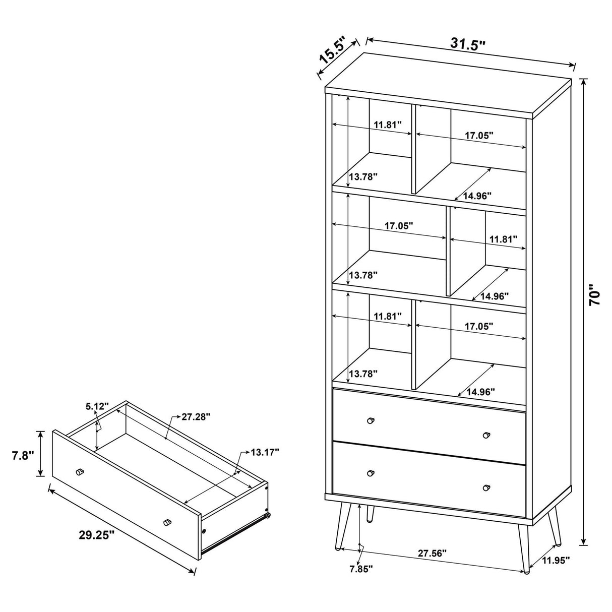 Winifred 3-shelf Engineered Wood Bookcase With Drawers Antique Pine from Coaster - Luna Furniture