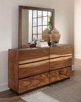 Winslow 6-drawer Dresser with Mirror Smokey Walnut and Coffee Bean from Coaster - Luna Furniture