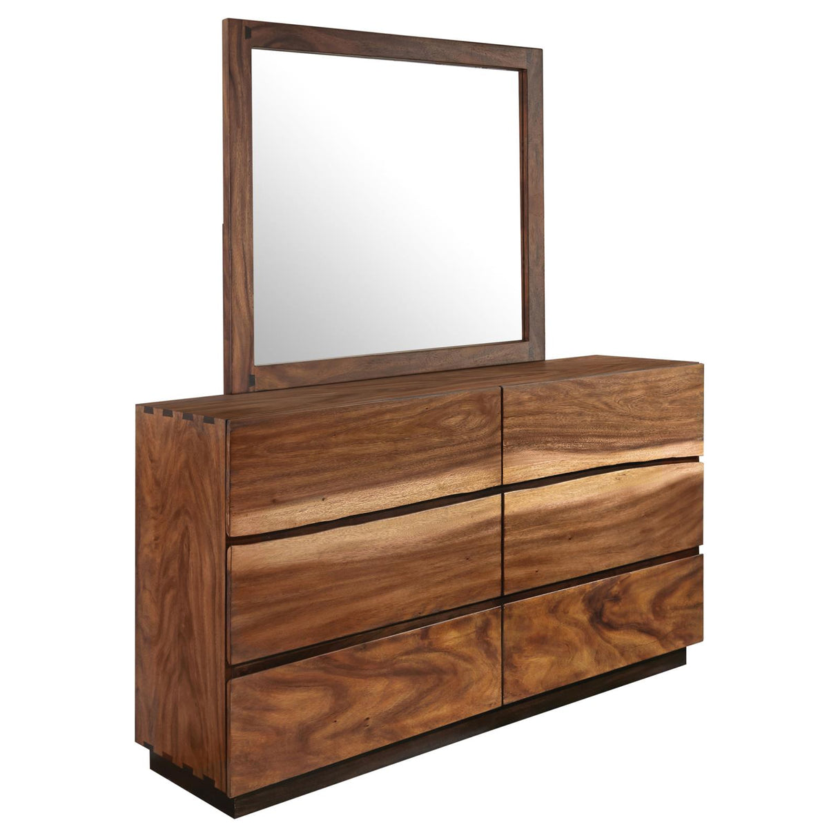 Winslow 6-drawer Dresser with Mirror Smokey Walnut and Coffee Bean from Coaster - Luna Furniture