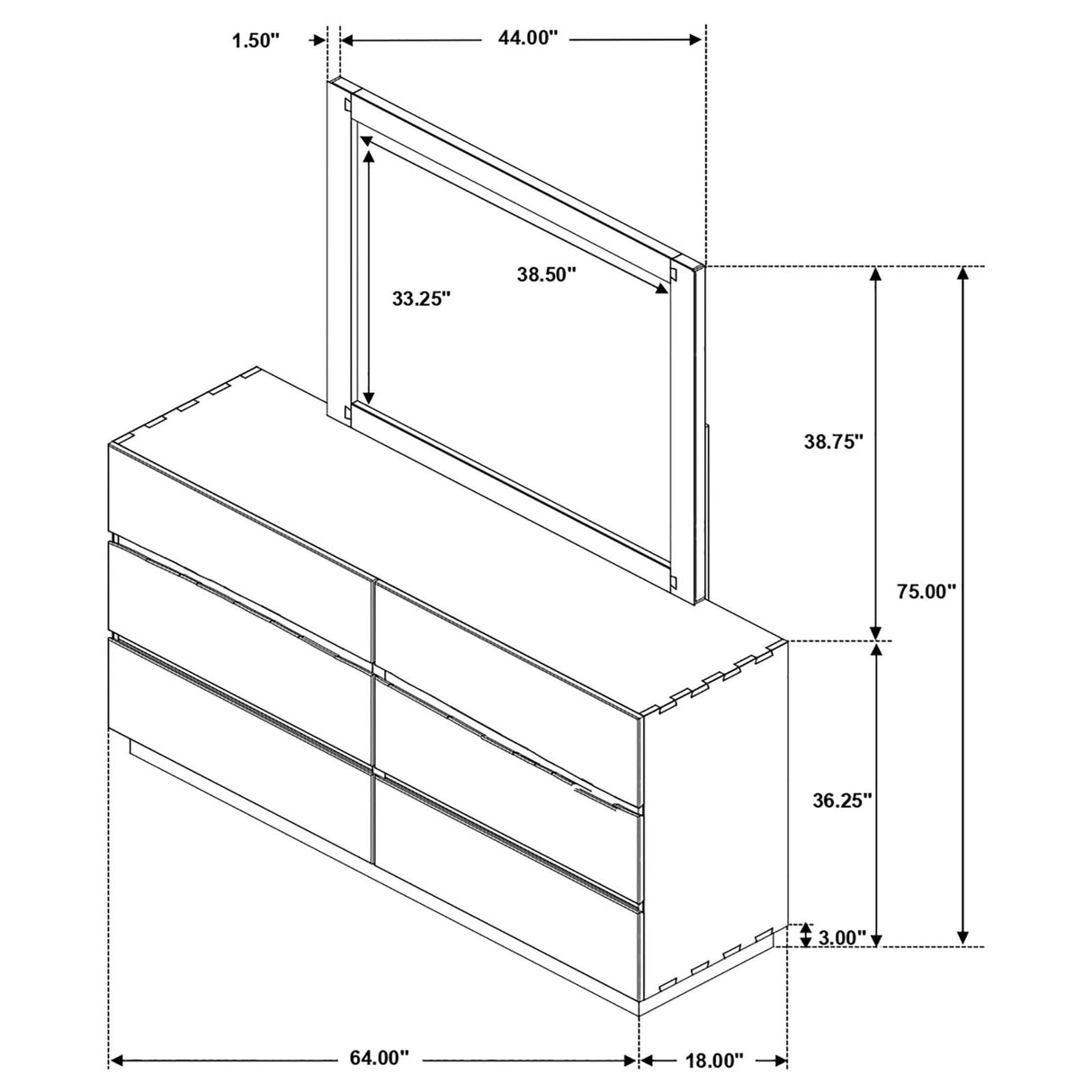 Winslow 6-drawer Dresser with Mirror Smokey Walnut and Coffee Bean from Coaster - Luna Furniture