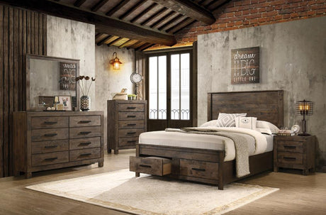 Woodmont 5-piece Queen Platform Bedroom Set Rustic Golden Brown - 222631Q-S5 - Luna Furniture