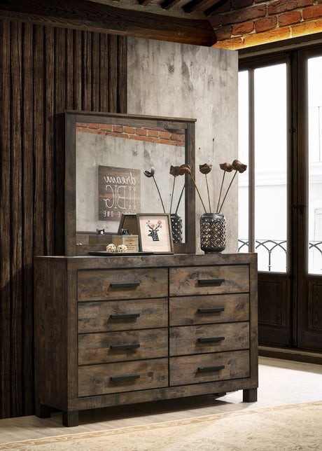 Woodmont 8-drawer Dresser with Mirror Rustic Golden Brown - 222633M - Luna Furniture