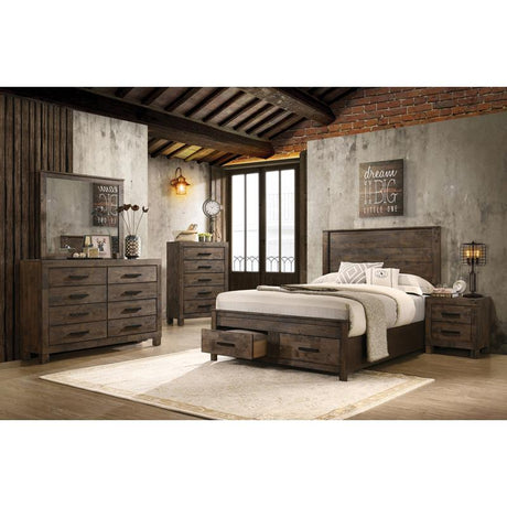 Woodmont California King Storage Bedroom Set Rustic Golden Brown - 222631KW-S5 - Luna Furniture