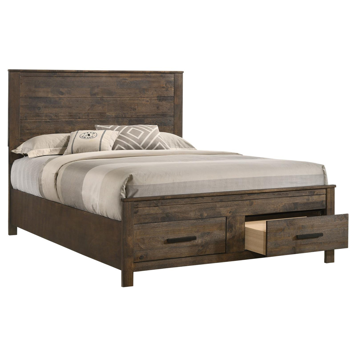 Woodmont Eastern King Storage Bed Rustic Golden Brown - 222631KE - Luna Furniture