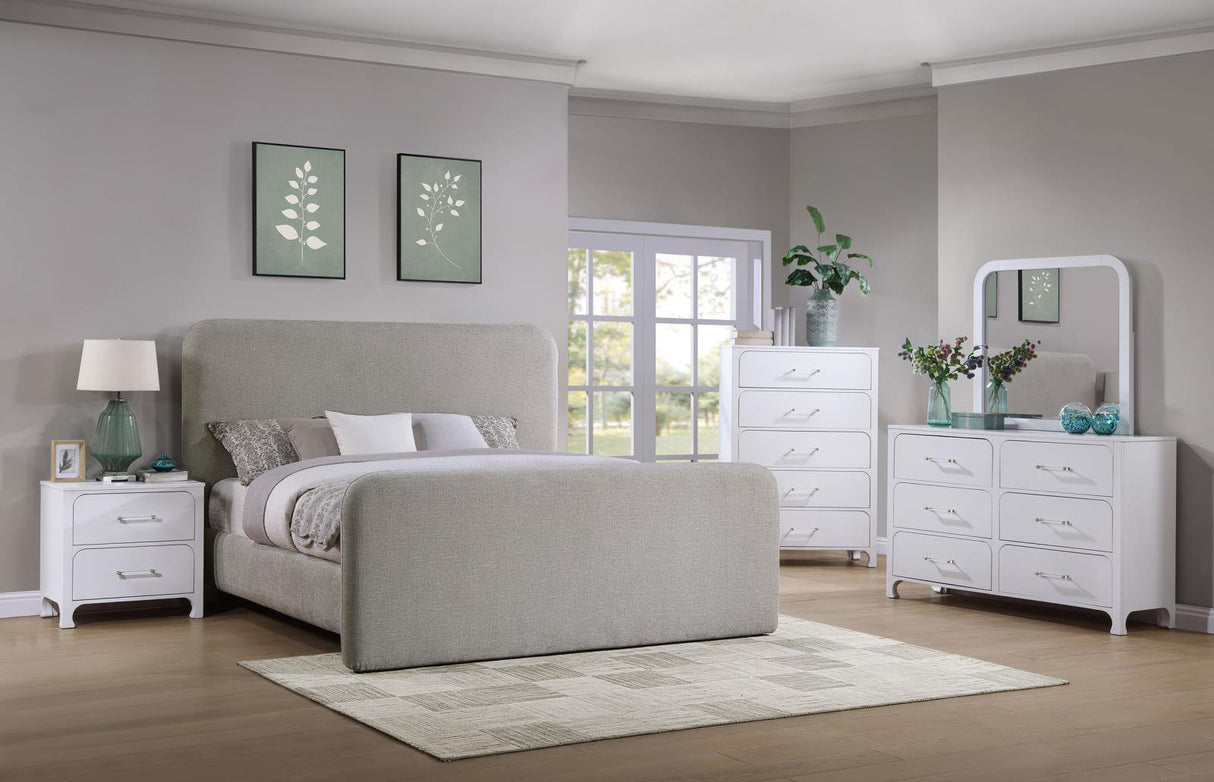 Wren Upholstered Eastern King Platform Bed Grey from Coaster - Luna Furniture