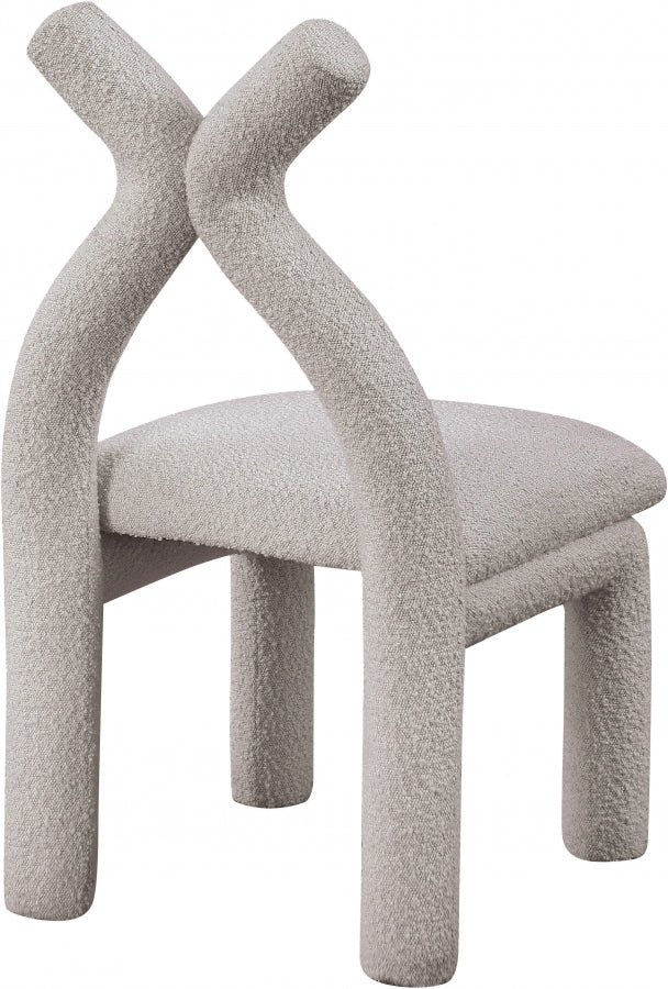 Xena Boucle Fabric Accent Chair / Dining Chair Taupe from Meridian - Luna Furniture