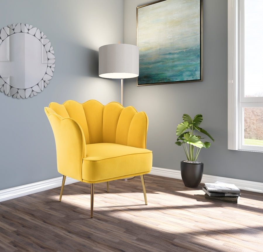 Jester Yellow Velvet Accent Chair from Meridian - Luna Furniture