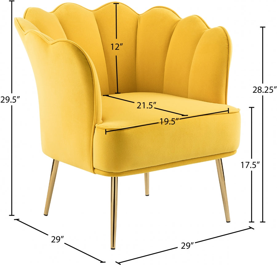 Jester Yellow Velvet Accent Chair from Meridian - Luna Furniture