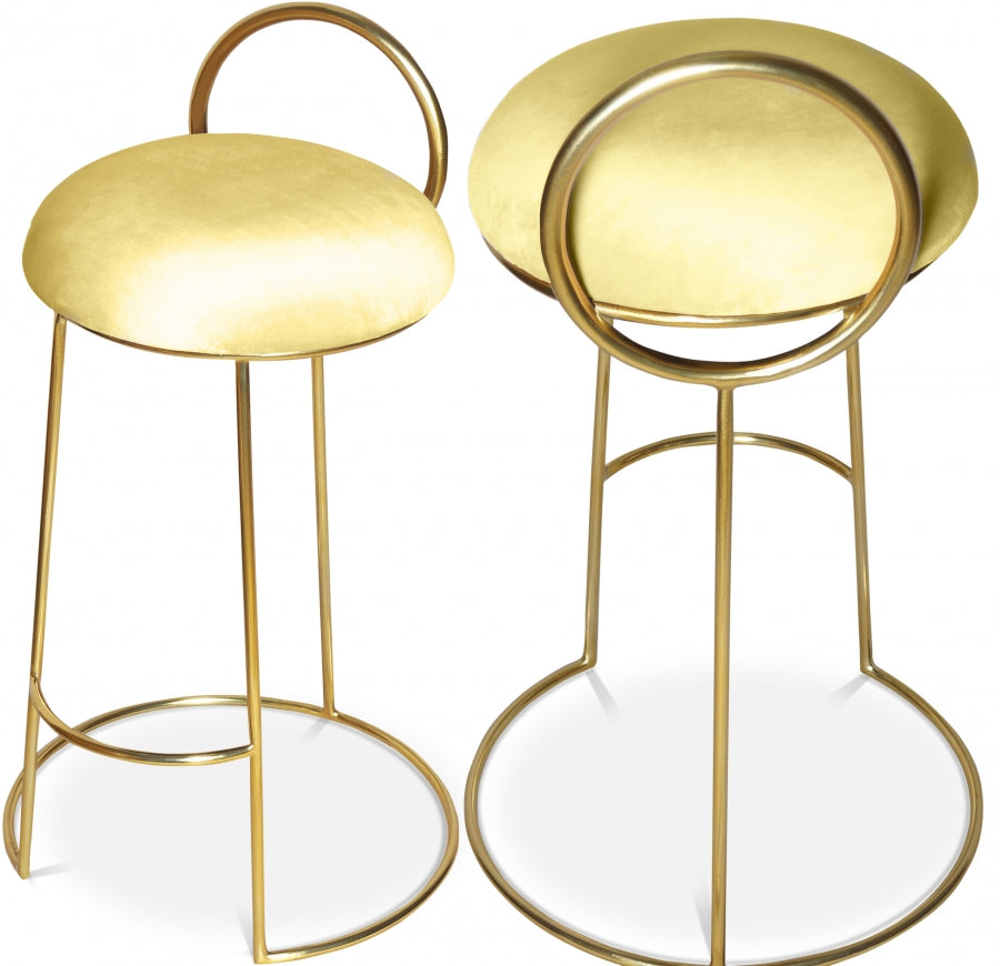 Ring Yellow Velvet Counter Stool from Meridian - Luna Furniture