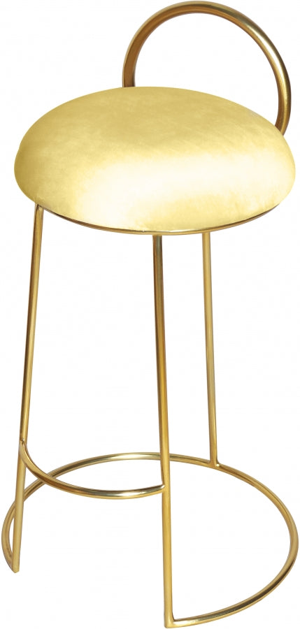 Ring Yellow Velvet Counter Stool from Meridian - Luna Furniture