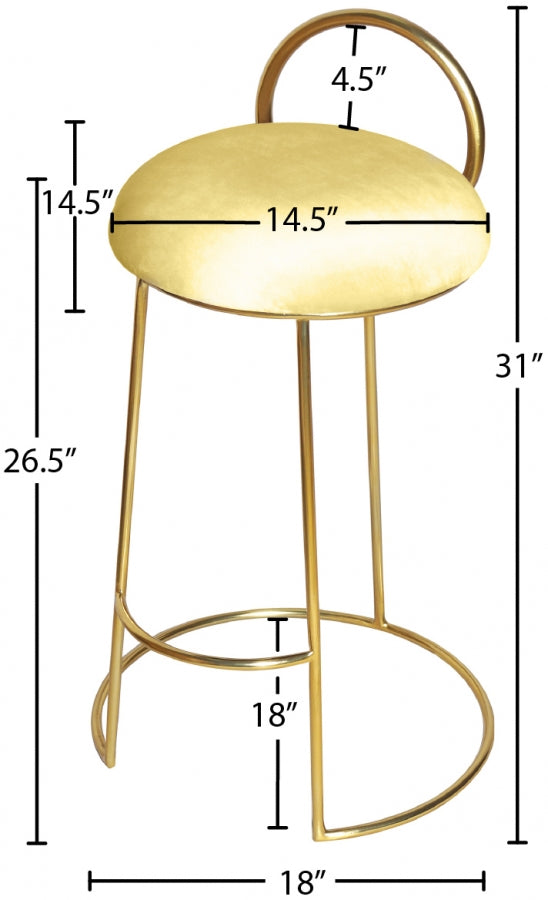 Ring Yellow Velvet Counter Stool from Meridian - Luna Furniture