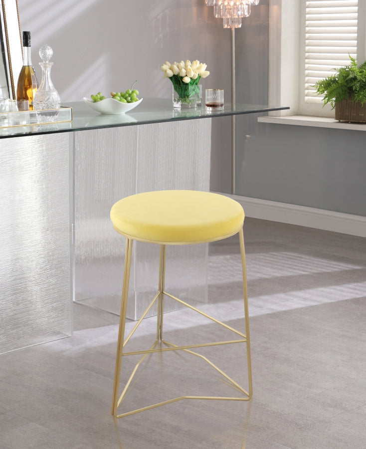 Tres Yellow Velvet Counter Stool from Meridian - Luna Furniture