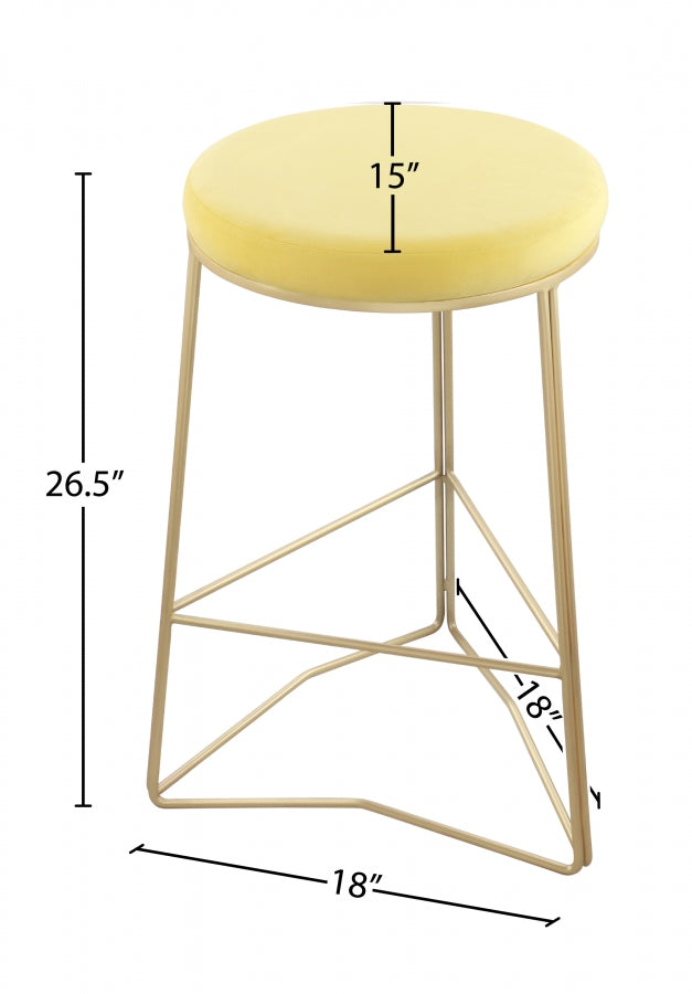 Tres Yellow Velvet Counter Stool from Meridian - Luna Furniture