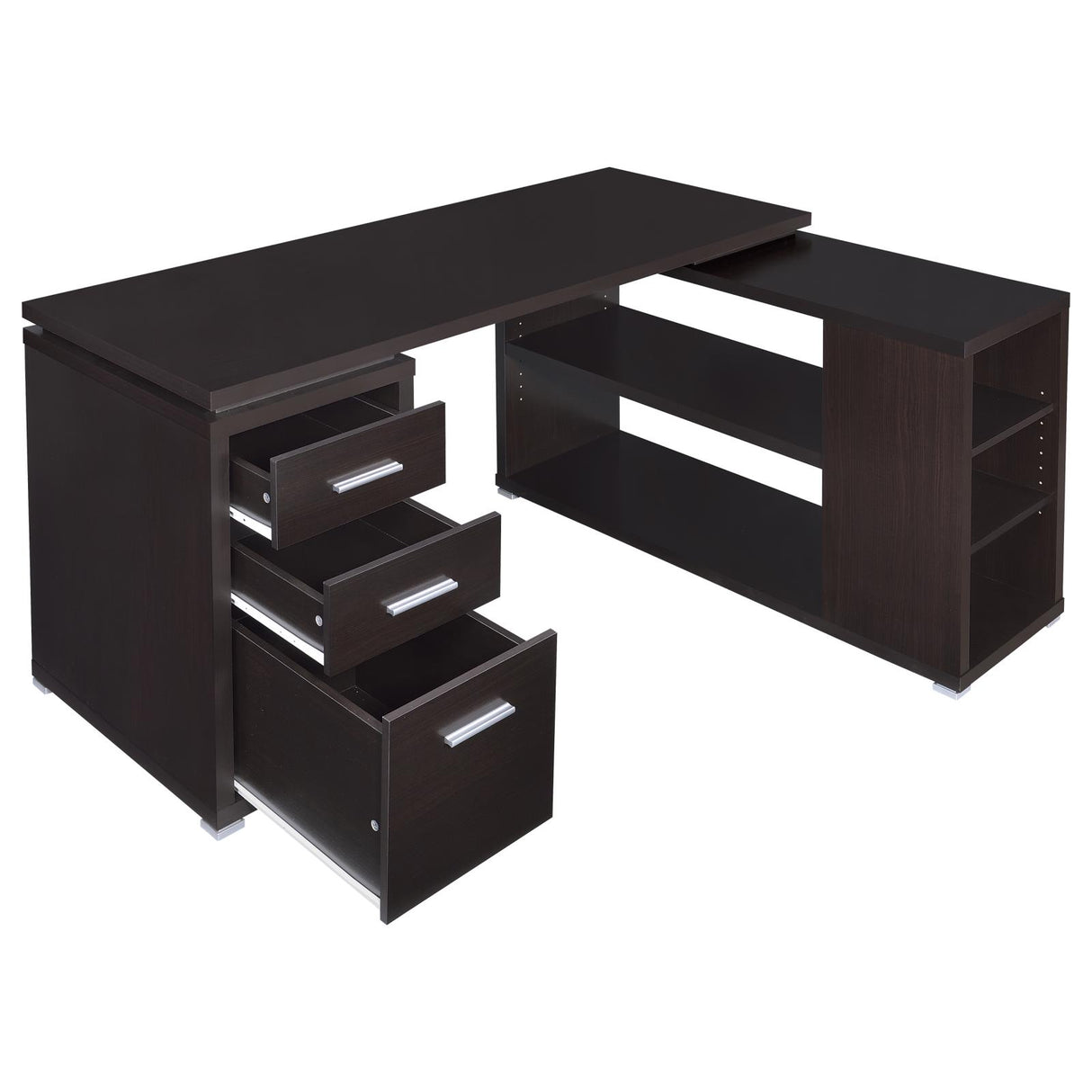 Yvette Cappuccino L-shape Office Desk from Coaster - Luna Furniture