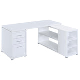 Yvette L-shape Office Desk White - 800516 - Luna Furniture